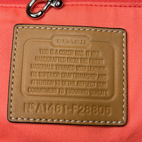 COACH HADLEY striped Coral and cream colored canvas large tote. - Picture 2 of 15